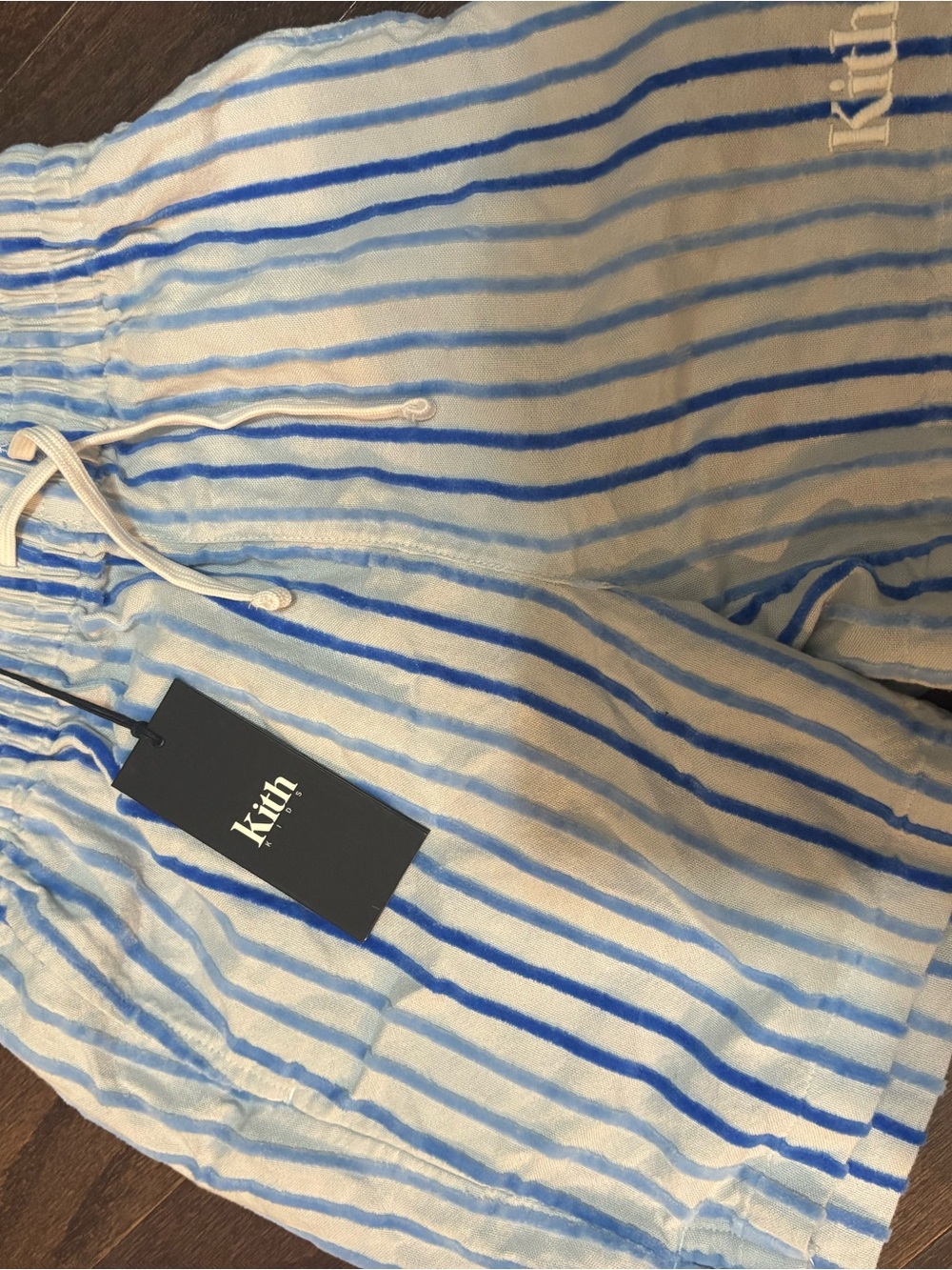 Kith Light Blue & White Striped Drawstring Shorts